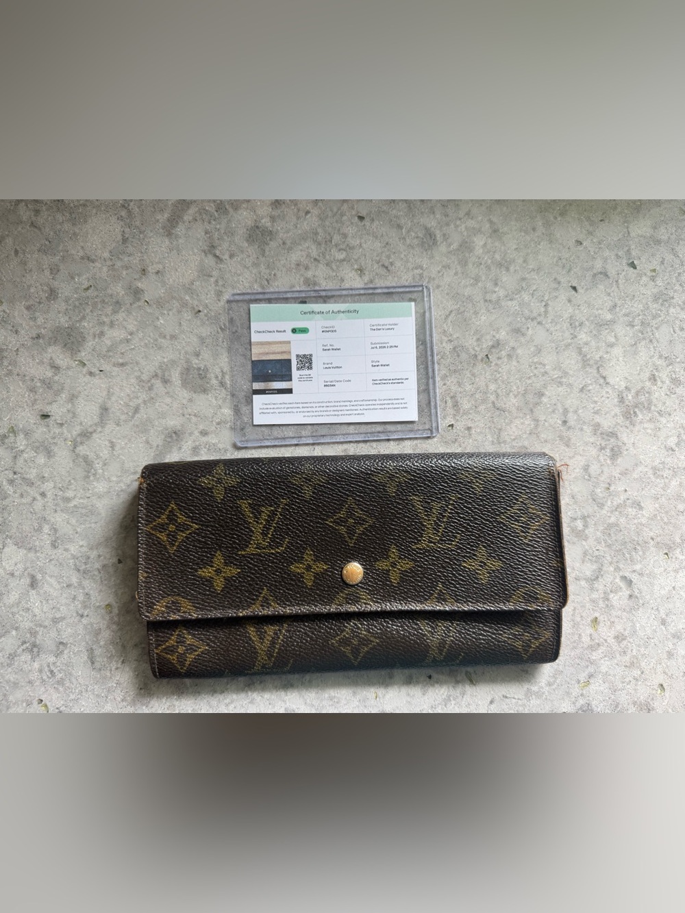 Louis Vuitton Monogram Sarah Wallet with Certificate of Authenticity